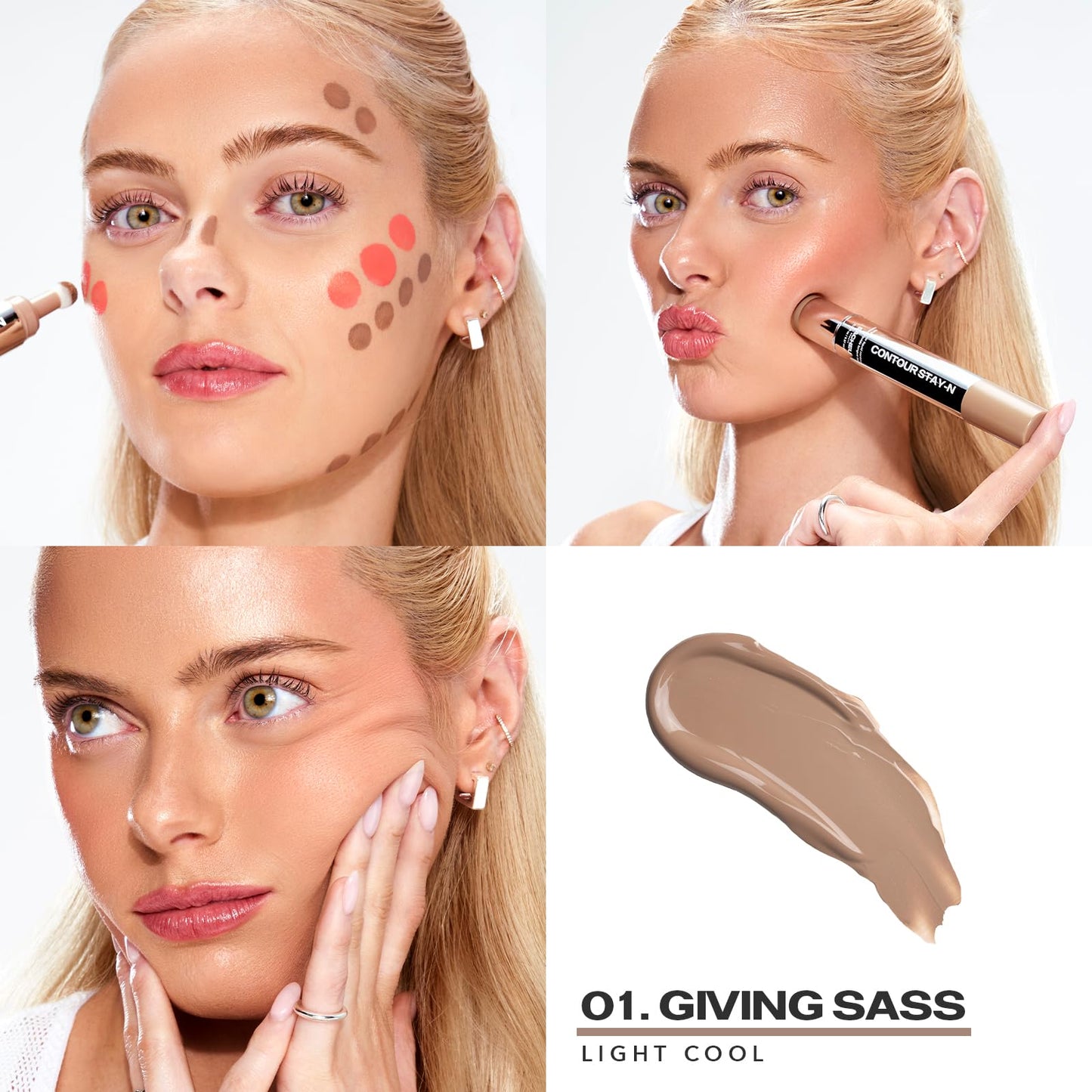 Sacheu Liquid Contour STAY-N Long Wear Bronzer Cream Contour Makeup - Long Lasting, Blendable, & Lightweight Formula - Vegan & C