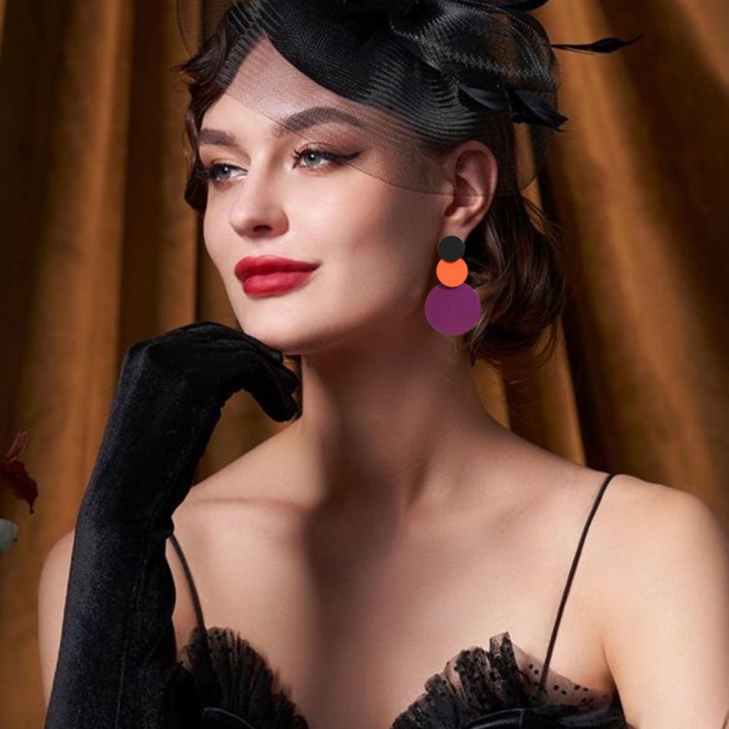 Retro 80s Neon Earrings Round Disc Dangle Drop Earrings for Women Lightweight Bohemia Statement Geometric Round Earring Fashion