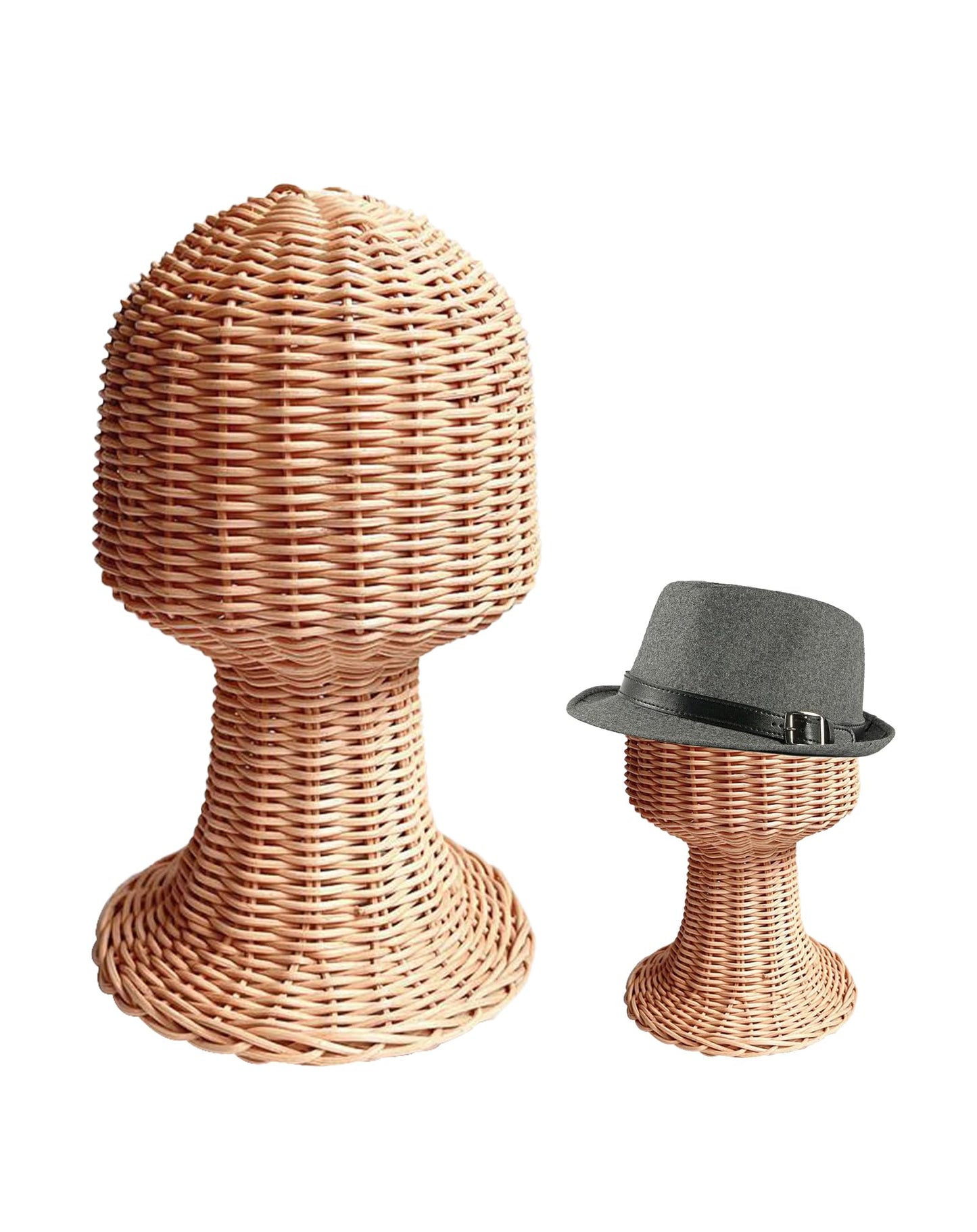 CHADWICK Mannequin Head Stand, Rattan Wig Stand, Hat & Wig Display Holder, Handmade Wicker Wig Head Stand, Vine Woven Hat Stand,