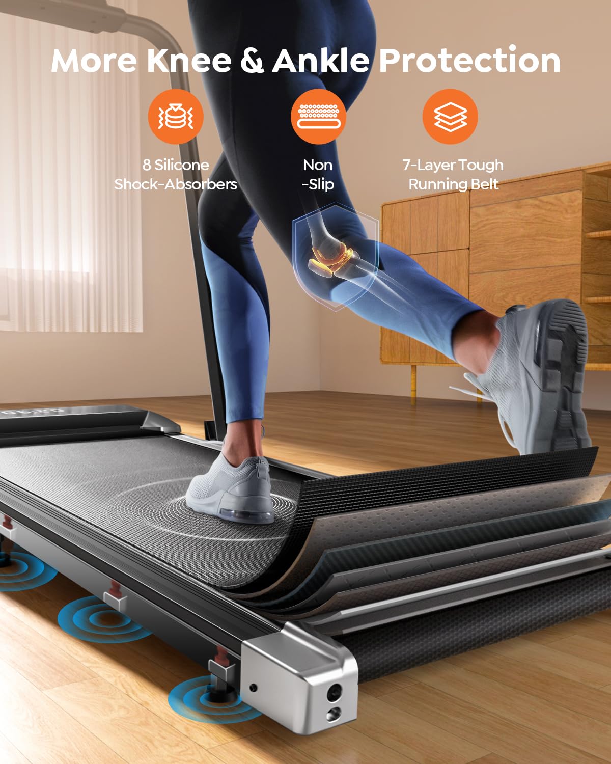 Acezoe Walking Pad Treadmill with Incline and Handle Bar, 2 in 1 Folding Treadmills for Home Small Office, 300lbs Portable Compact Under Desk Treadmill with Remote Control, LED Display and Apps