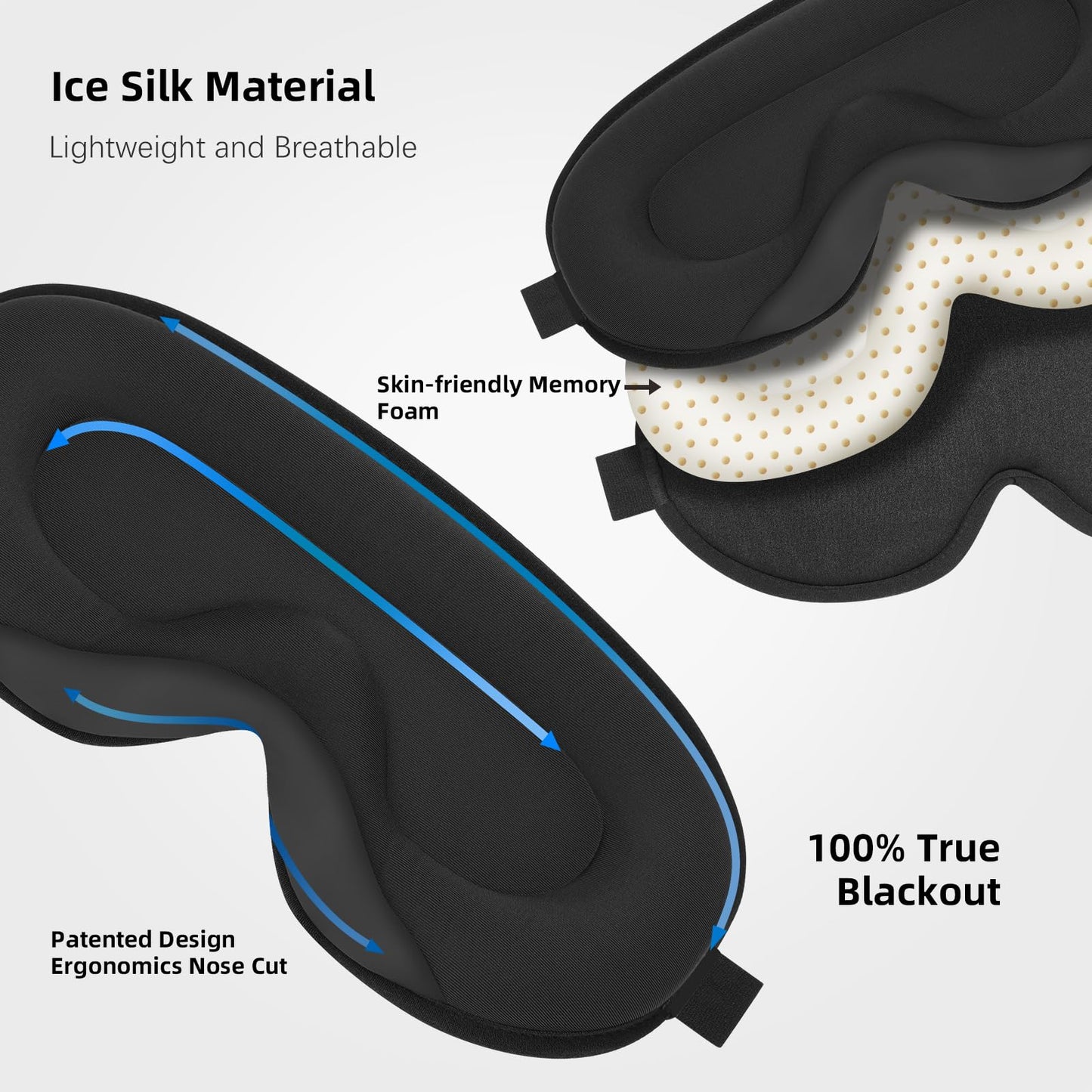 ANPKEC Sleep Mask,3D Contoured Sleeping Mask,99% Light Blocking Eye Mask, Zero Eye Pressure Cup Blindfold for Men Women, with Adjustable Strap for Sleeping, Yoga,Traveling(Black)