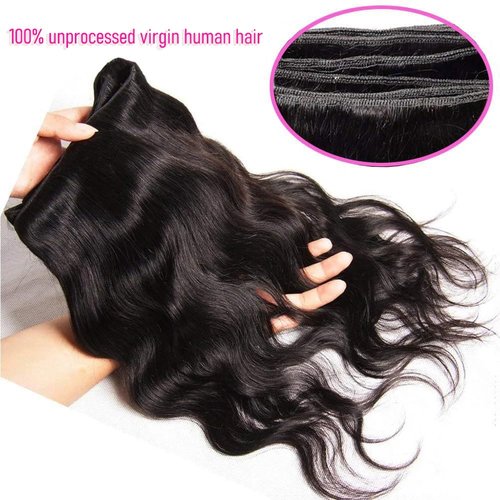 CHEEON Body Wave Bundles Human Hair 18 20 22 Inch Human Hair Bundles 12A Grade Unprocessed Brazilian Virgin Hair Extensions 3 Bundles Deal Natural Black