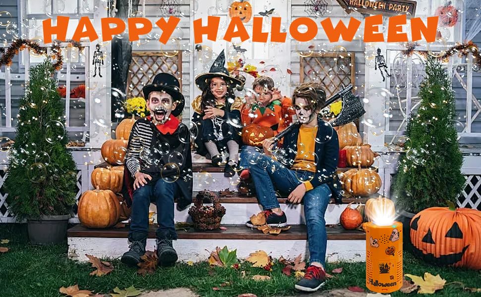 Halloween Bubble Machine with DIY Sticker,Portable Automatic Bubble Machine with Lights and Spooky Sound Effects/DIY Sticker,Bubble Maker Toys for Kids & Adults Outside Activities Parties Halloween
