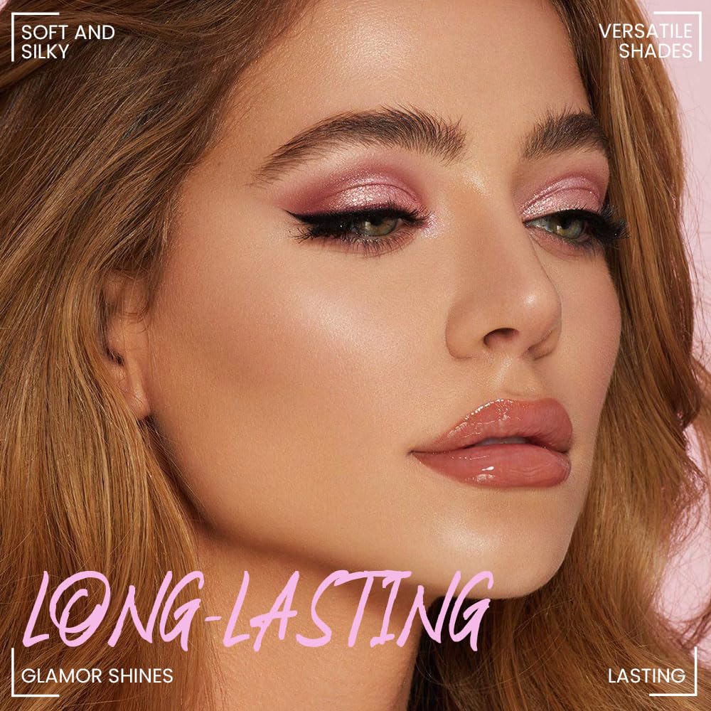 WanTuoluo 6-Color Pink Champange Purple Matte & Shimmer Eyeshadow Palette with Mirror - Highly Pigmented, Long-Lasting Eye Makeu