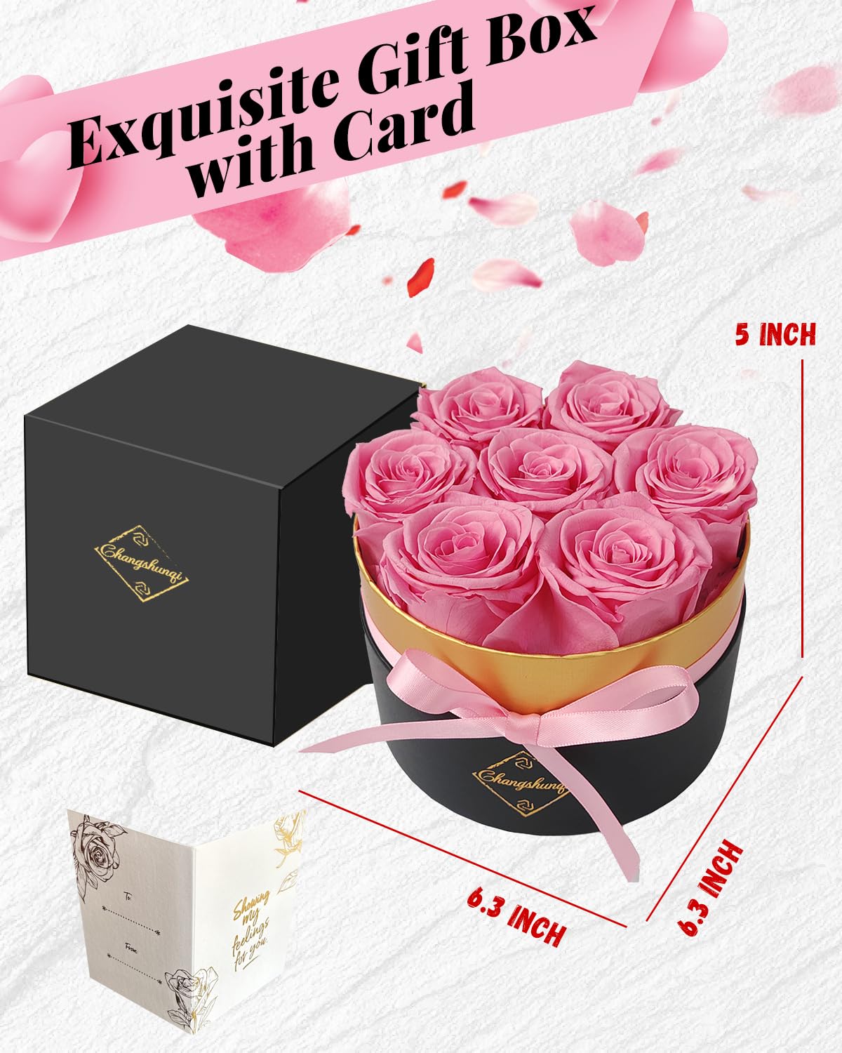 Changshunqi Preserved Roses in a Box, Forever Real Rose Preserved Flowers for Delivery, Eternal Rose Last 2-3 Years, Anniversary Birthday Roses Forever Gifts for Women Mothers, Wife, Her, Mom
