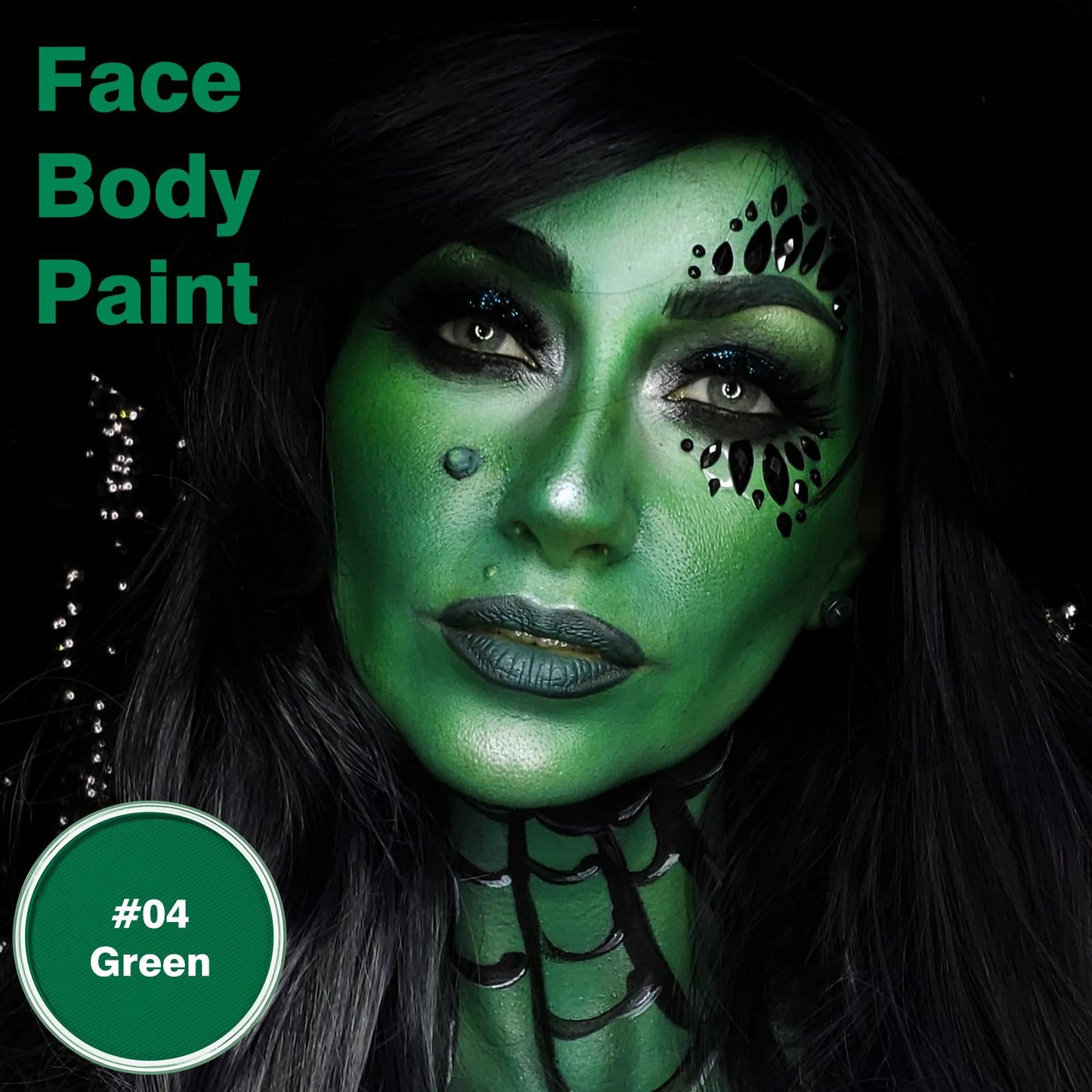 FREEORR Green Face Body Paint Makeup 30G,Professional Stage Screen Halloween,Non Toxic Face Body Paint Makeup for Halloween Cost