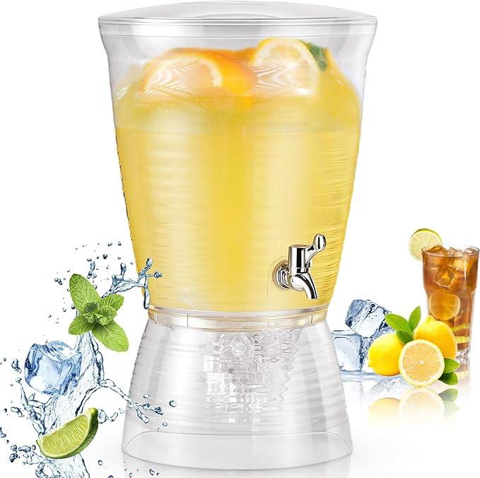 Tioncy 1 Pcs Acrylic Beverage Dispenser with Spigot 2.7 Gallon/ 10 l Clear Drink Water Dispenser Countertop with Detachabl...