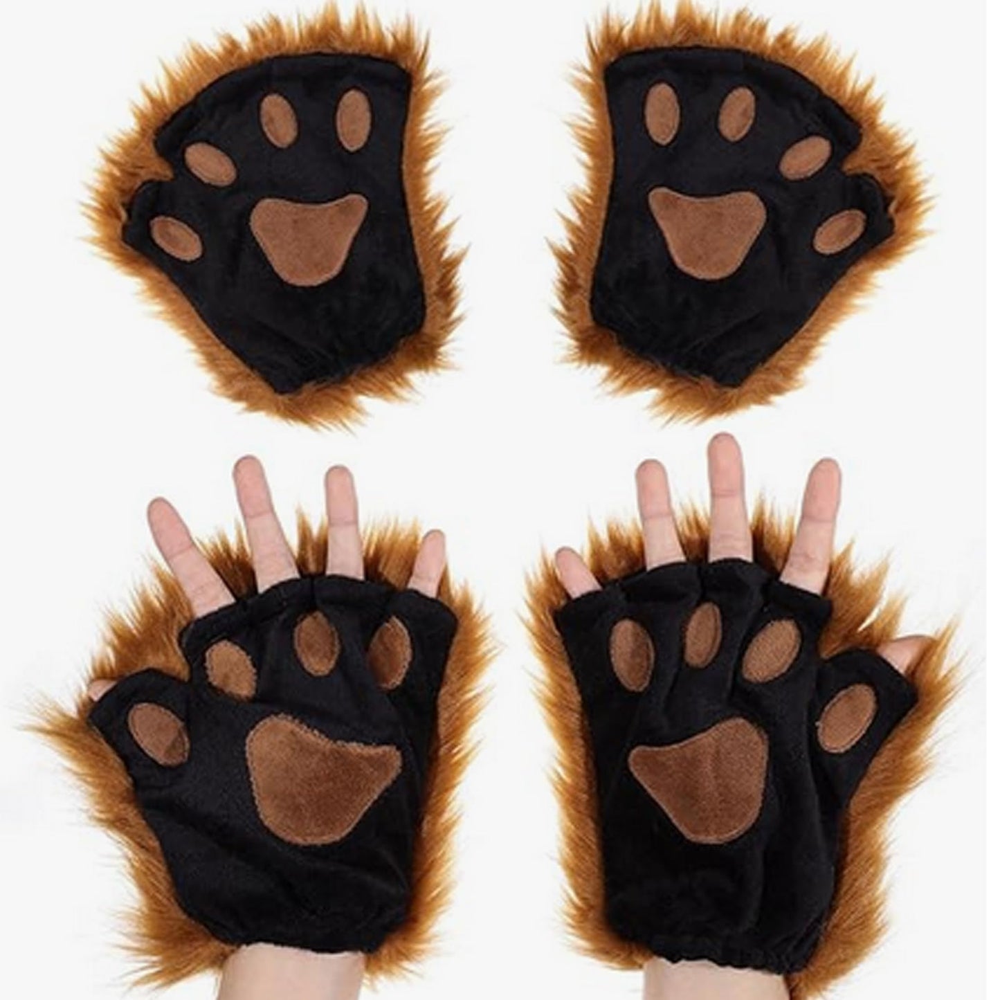 Valpeak Therian Mask and Tail Set for Girls Halloween Cat Mask Tail Cosplay Fox Mask Wolf Tail Over 1 Years Old (Golden)