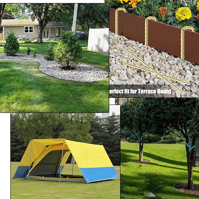 Landscape Stakes 40 Pack, 10 Inch Garden Landscape Anchoring Stakes for Terrace Board, Landscape Edging Coil, Grass Barrier, Bender Board, Weed Barrier Landscape Garden Inflatable Decor Fixing