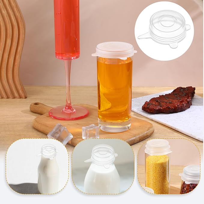 10 Pcs Extra Small Silicone Stretch Lids, 2 Inch Sturdy Reusable Silicone Stretch Lids Jar Cover Sealed Food Storage Covers to Fit 2 In to 2.4 In Small Yogurt Jars Milk Bottles Cans
