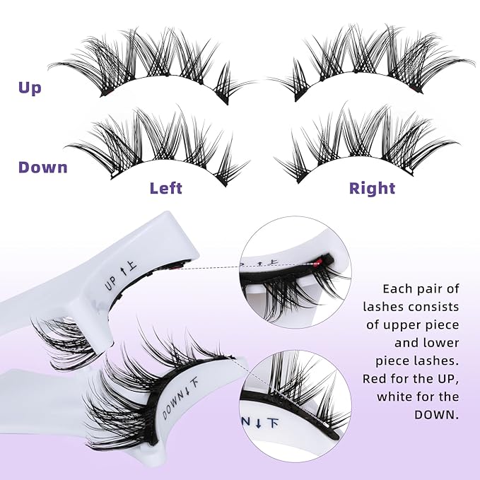 B&Qaugen Magnetic Eyelashes Manga Lashes 2 Pair Lashes Natural Look (CX02)
