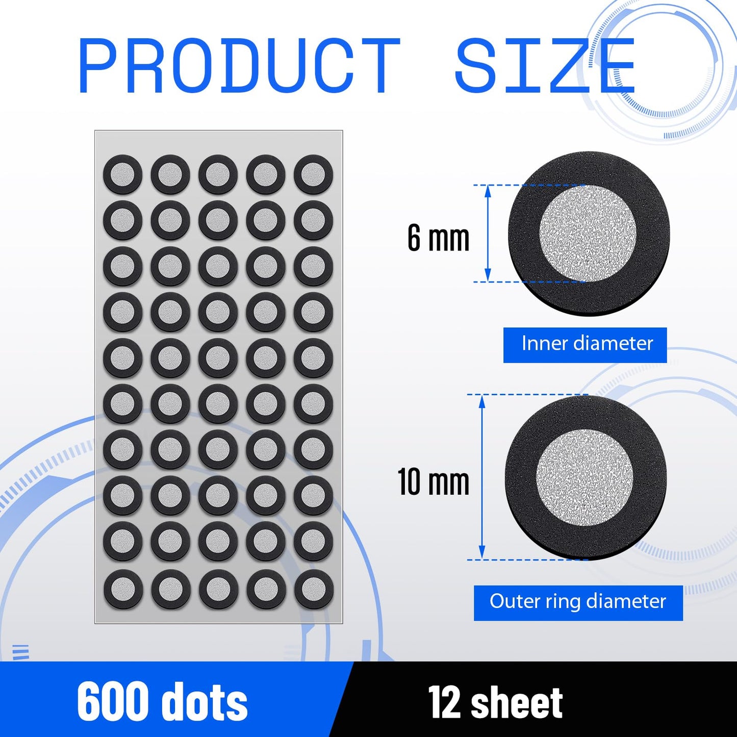 Marspark 12 Sheets 600 Dots 6.0Mm 3D Scanning Markers For 3D Scanner Accurate Tracking Dots Reference Point Markers Diffuse Refl