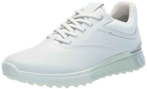 ECCO Women's S-Three Gore-TEX Waterproof Golf Shoe, White/Matcha, 10-10.5