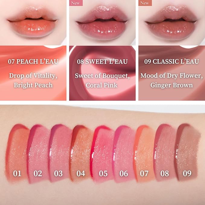 BBIA L’EAU Tint – Glossy & Glow Lip Stain, Watery Lip Tint, Non-Sticky, High Shine Finish, Long-lasting, Moisturizing, Lightweight, Natural, Daily Use, Vegan, Korean Lip Makeup (08 SWEET L'EAU)
