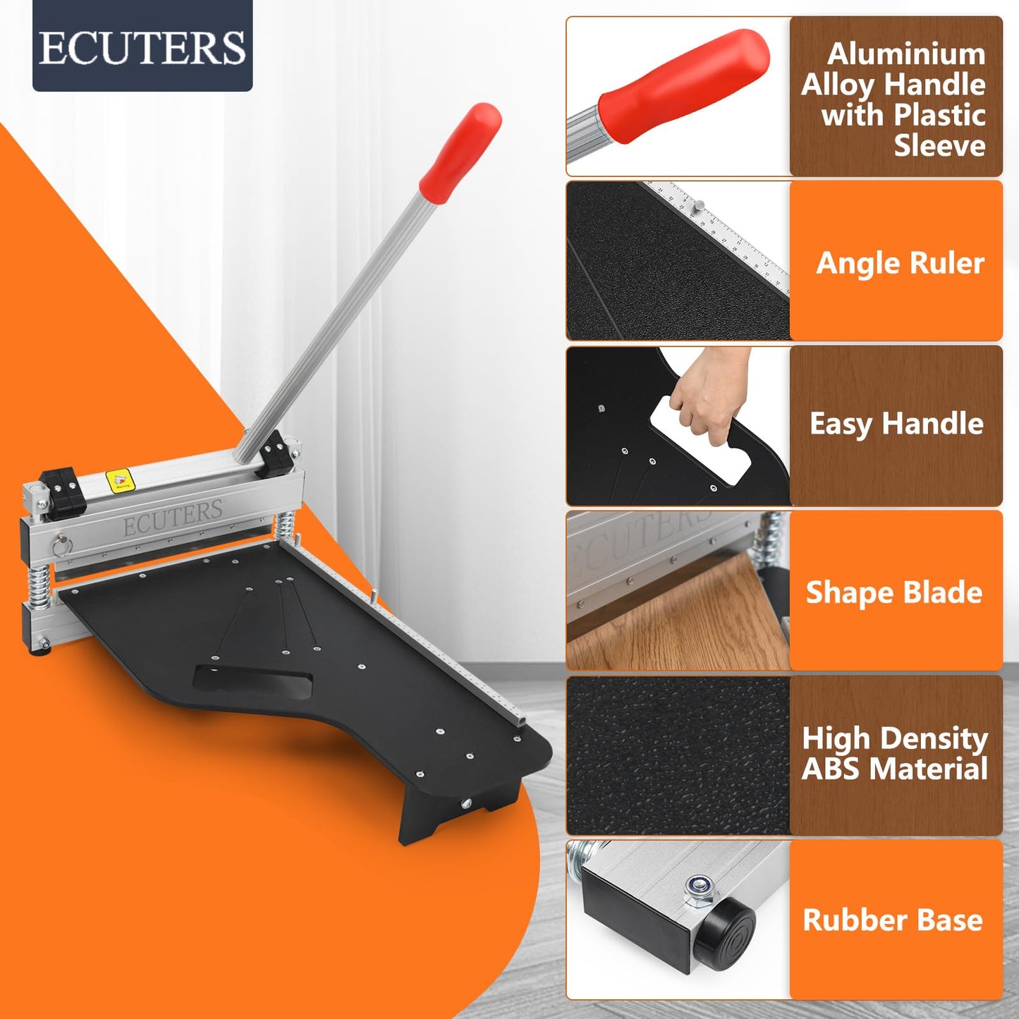 13“ Laminate Floor Cutter, ECUTERS Cutting 17mm 12mm Thick Floors Heavy Duty Vinyl Floor Plank Cutter, Portable Angle Length Cutting Flooring Tools - Engineer Wood Parquet LVP LVT SPC WPC