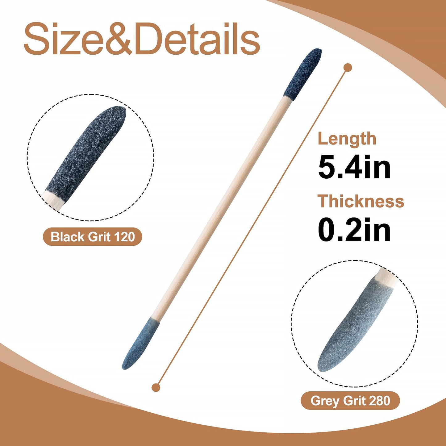 30 Pcs Sanding Sticks, Premium Double-Ended Matchstick Sanding Stick for Small Area/Hole Sanding, Fine Detail Polishing Sticks for Plastic Models/Wood/Metal, 120/280 Grit