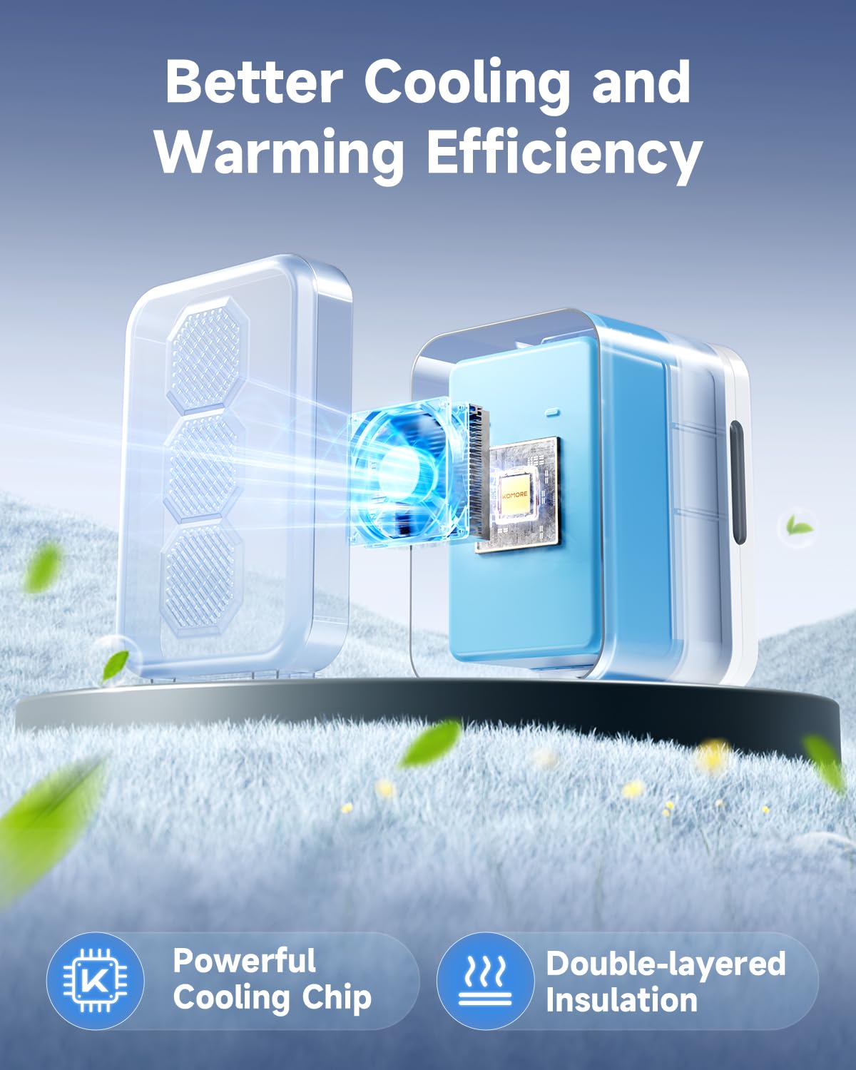 KOMORE Small Mini Fridge, 18L Portable Tiny Fridge for Skincare, 120V/12V Makeup Refrigerator Mini, Thermoelectric Cooler & Warmer for Drinks, Food, Cosmetics for Office/Dorm/Car/Travel, White