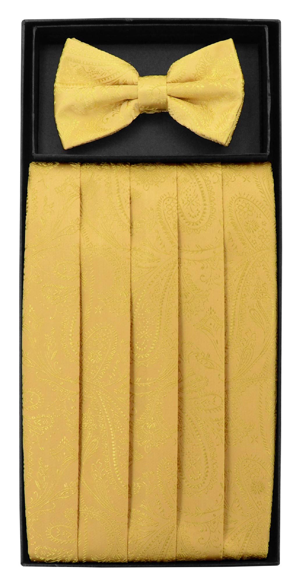 Cumberbund & BowTie GOLD Color PAISLEY Design Men's Cummerbund Bow Tie Set