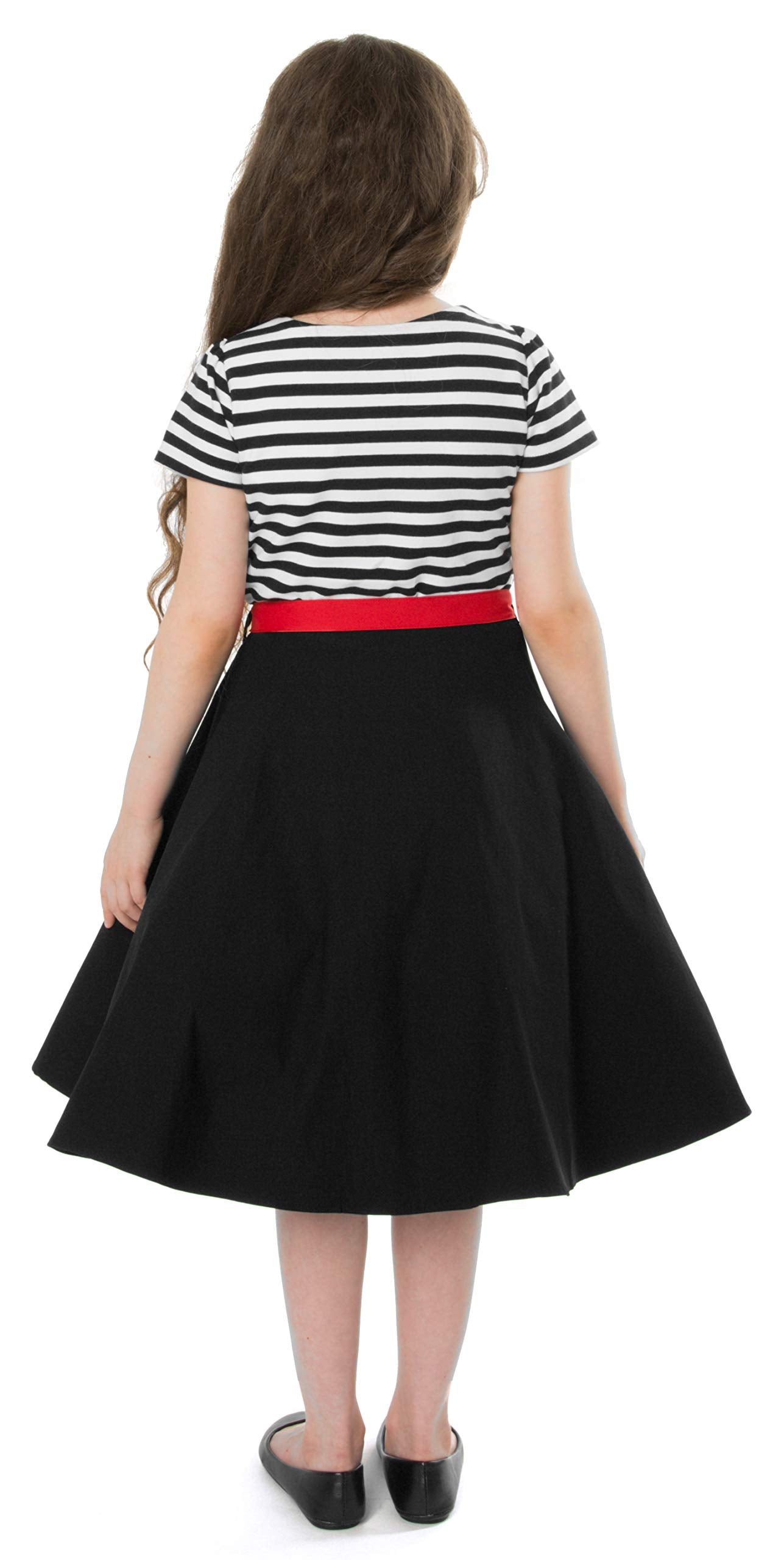 BlackButterfly Kids 'Maria' Vintage Striped Pin Up Dress (Black, 3-4 YRS)