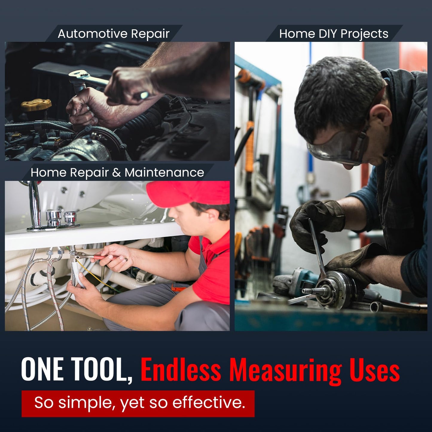 UNKENBO® Bolt Size Finder Tool Keychain - Gauge Bolts & Nuts Head SAE 5/16 to 1" & Metric 8 to 25mm, Wrench & Socket Size Finder, Nut & Bolt Fasteners Measuring Tool Gifts for Men (Matte Black)
