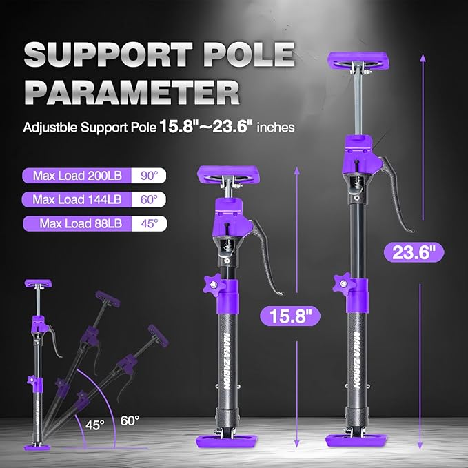Quality Steel Cabinet Jacks for Installing Cabinets, 3rd Hand Support System 200LB, Adjustable Support Pole Jack 15.8-23.6 in, Perfect for Cabinet Lift Installation Tools, Quick Support Rod, 1-Pack