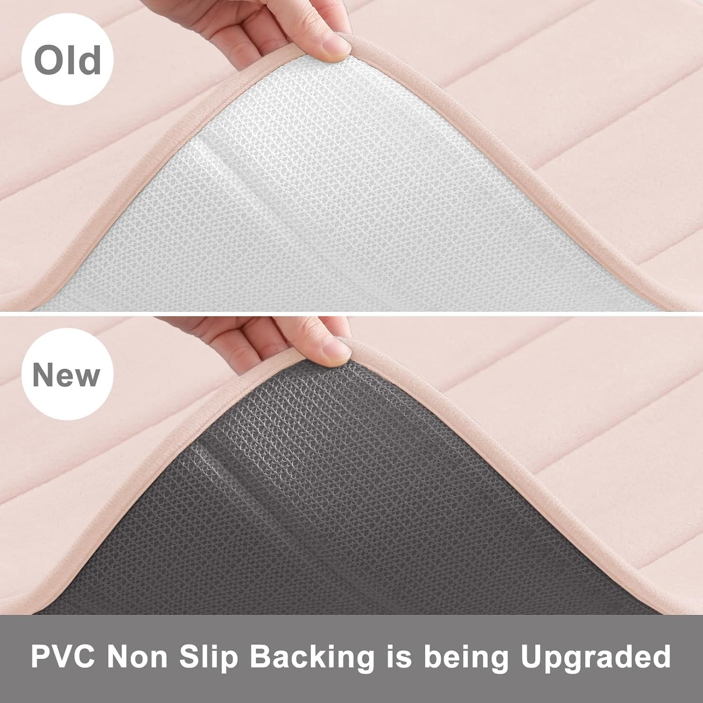 Buganda Memory Foam Bath Mat, 24" x 16", Ultra Soft and Non-Slip Bathroom Rugs, Water Absorbent and Machine Washable Bath Rug for Bathroom, Shower, and Tub, Pink