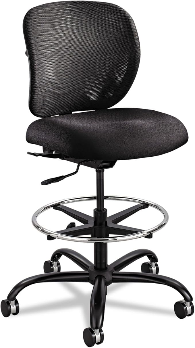 Safco Vue Office Chair, Heavy Duty Stool, 400 lbs Capacity, Ergonomic Mesh Back, 360 Swivel Seat, 5-Star Base, Big and Tall, Black