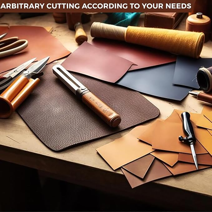 Tooling Leather Full Grain Sheets Genuine Cowhide Leather 1.8mm-2.0mm Thick Square Piece for Sewing Hobby, Crafting Leather Work Maroon 6"x6"