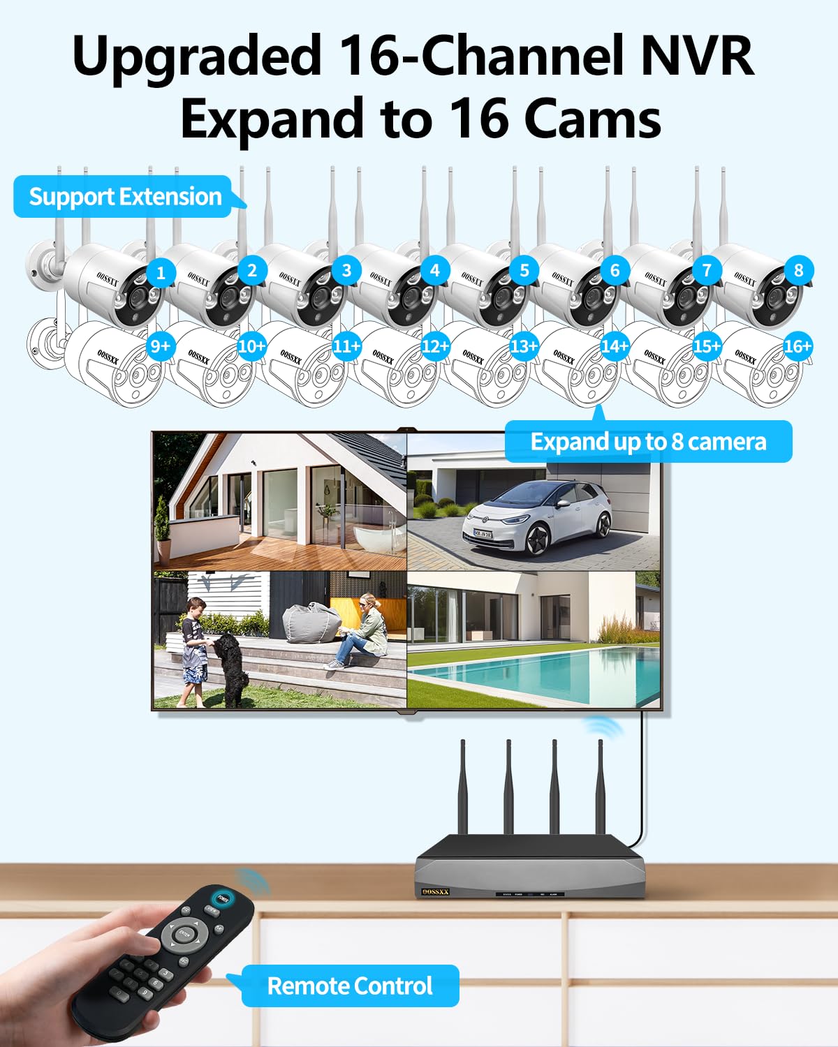 (2026 Update) Wireless Security Camera System, 10CH WiFi NVR with 8 x 3MP Dual Antenna Cameras, 55% Longer Range, 4TB HDD 60-Day Recording, Dual Band 2.4/5.8GHz, IP67, Free App