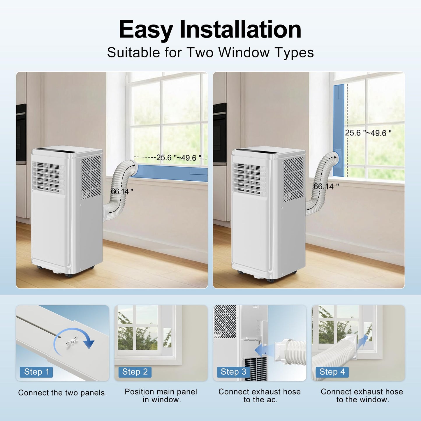 Uthfy 10,000BTU Portable Air Conditioners, 4-in-1 Air Conditioner with Cooling, Fan & Dehumidifier and Sleep, 4 Modes, 24H Timer, Window Kit Included, Portable AC Units for Indoor Room, Bedroom Use