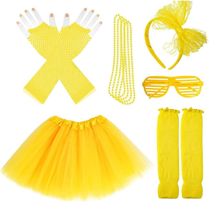Miayon 1980s Fancy Outfits Dress Costume Accessories for Girl Kids Halloween