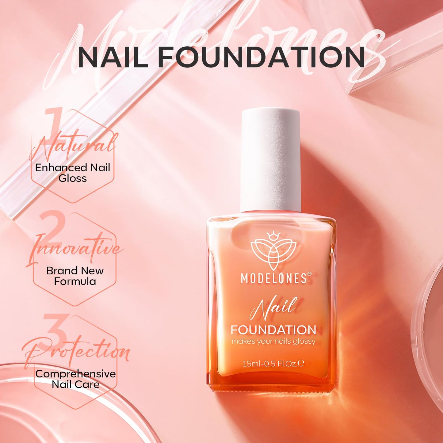 modelones Nail Strengthener Jelly Nude Nail Repair for Damaged Nails Strengthening Polish 15ml Nail Growth and Strengthener Natural Concealer Foundation Nail Care Gifts for Women