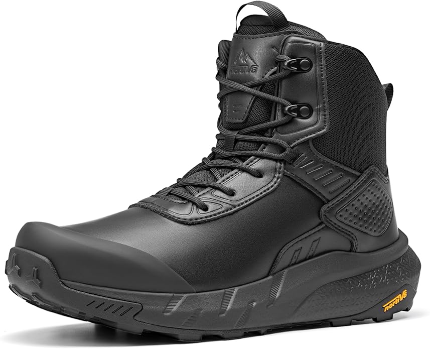 NORTIV 8 Men's Waterproof Military Tactical Hiking Work Boots Leather Motorcycle Combat Lightweight Non-Slip Boots for Men...