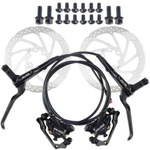 BALINGE Ebike Brakes Hydraulic Set 2-Pin Power-Off Connector 2-Pistons E-Bike Electric Power-Off Hydraulic Brake Set Front + Rear with 160mm 6 Bolts Disc Rotors