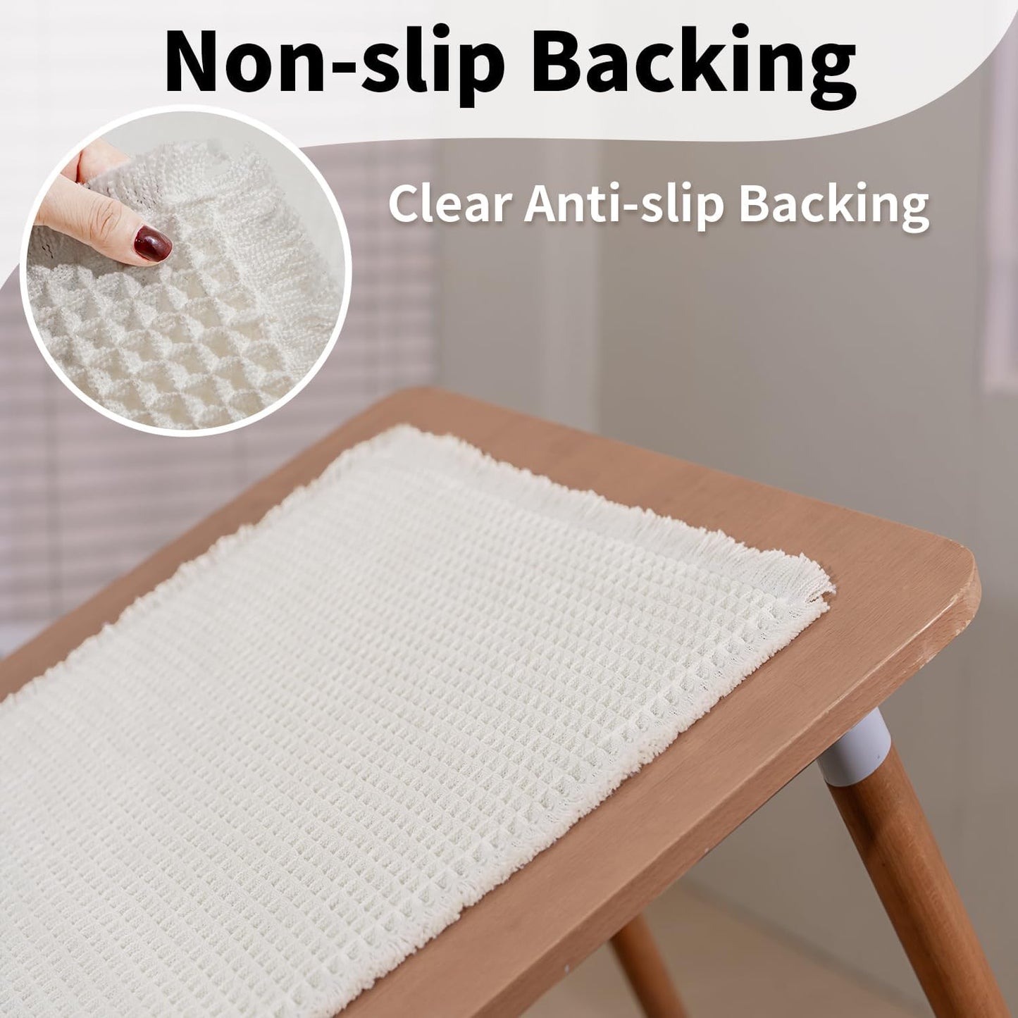 White Bathroom Rugs, Waffle Bath Mat Non Slip Washable, Super Absorbent & Quick Dry, Boho Bath Mat Farmhouse Bathroom Decor, 20'' x 32'', White