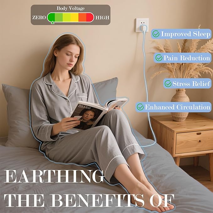 Ali King Grounding Sheets - Twin XL Size, Soft Cotton with Silver Fiber, 15'' Deep Pocket Earth Grounding Fitted Bed Sheets for Improved Sleep (Light Gray, Twin XL 39''*80''*15'')
