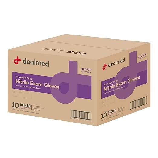 Dealmed Medical Exam Gloves – 2000 Count Medium Nitrile Gloves, Disposable Non-Irritating Latex Free, Multi-Purpose Use fo...