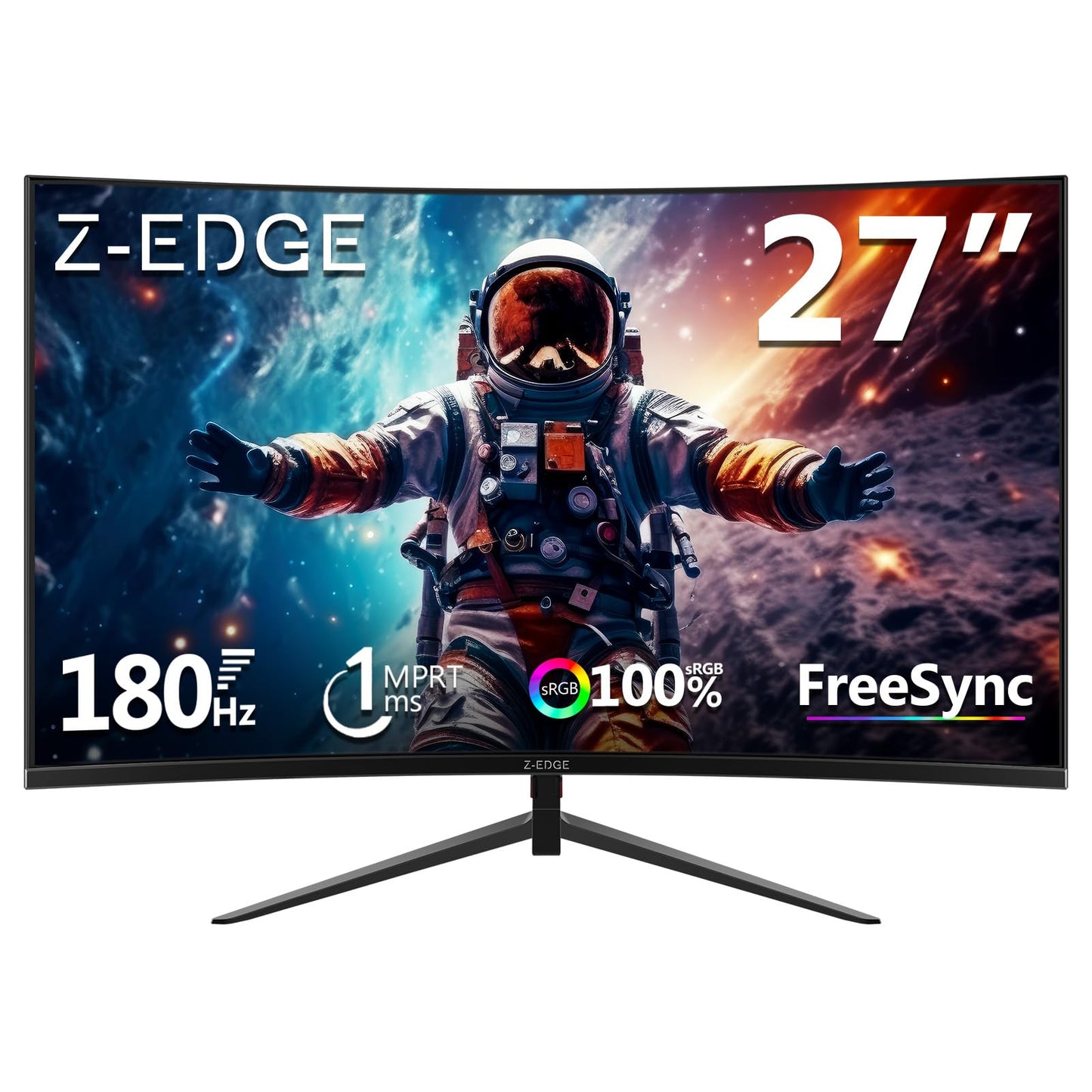 Z-Edge 27 inch Curved Gaming Monitor, FHD 1080P 180Hz 165Hz 144Hz Curved 1500R PC Monitor, MPRT 1ms, FreeSync, Low Blue Light, 350nits,16.7M Colors, UG27 Frameless Bezel, 1X DP and 1X HDMI