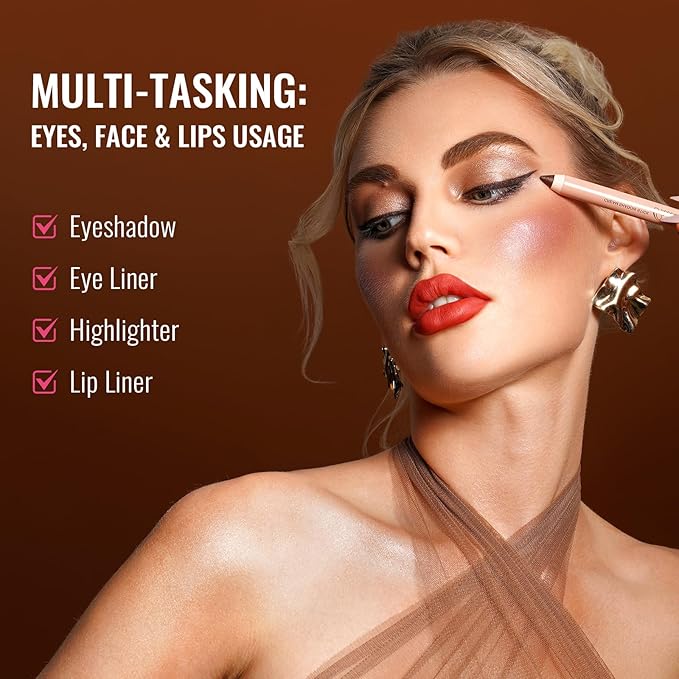 Oulac Glitter Brown Eyeshadow Stick - Waterproof & Long Lasting Eye Shadow Pencil, Shimmering Glitter Finish, Blendable Eyes Makeup, Vegan Beauty 3.8g, (15) Velvet Teddy