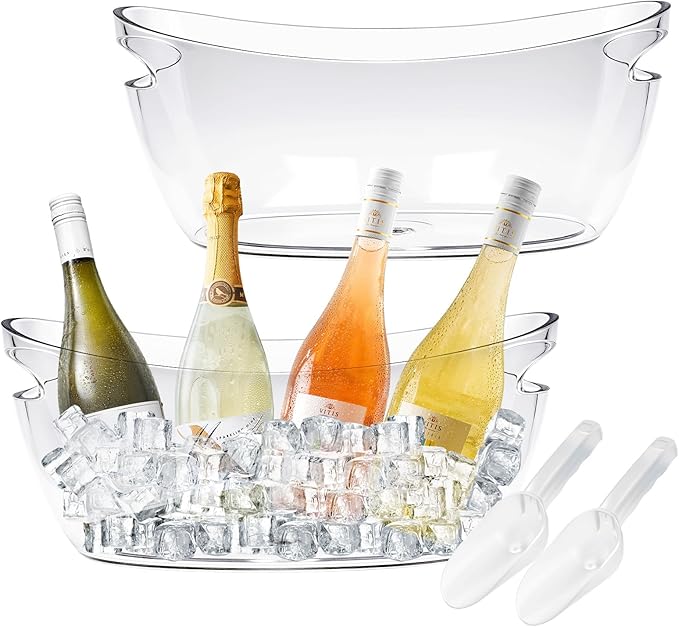 Ice Buckets for Parties, Ice Bucket 2 Pcs Acrylic Champagne Beverage with 2 Ice Bucket Scoop for Champagne Beer Sparkling ...