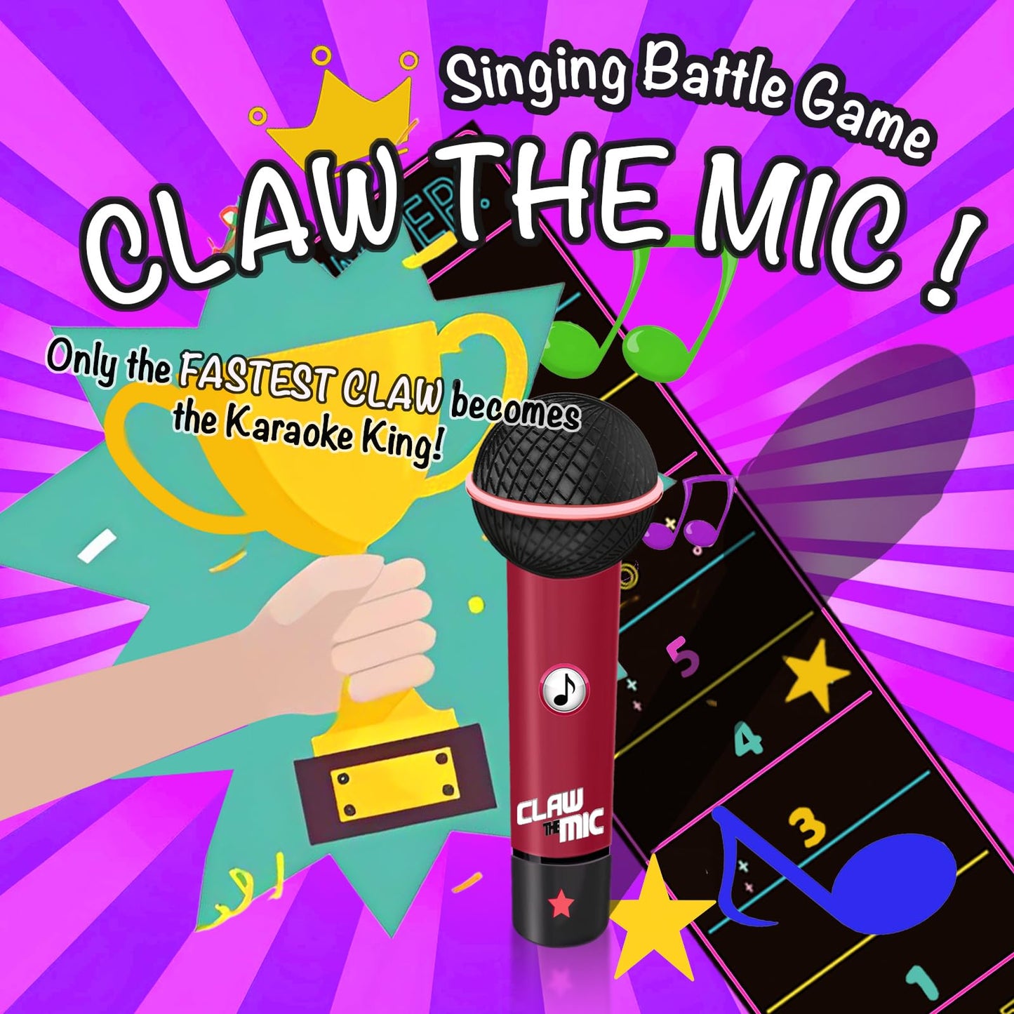 Sylphiderm Lyric Rush Music Party Game - Music Challenge Cards with Foam Mic|2-10 Players Singing Game for Adults & Teens|Family Trivia Night & Karaoke Battle
