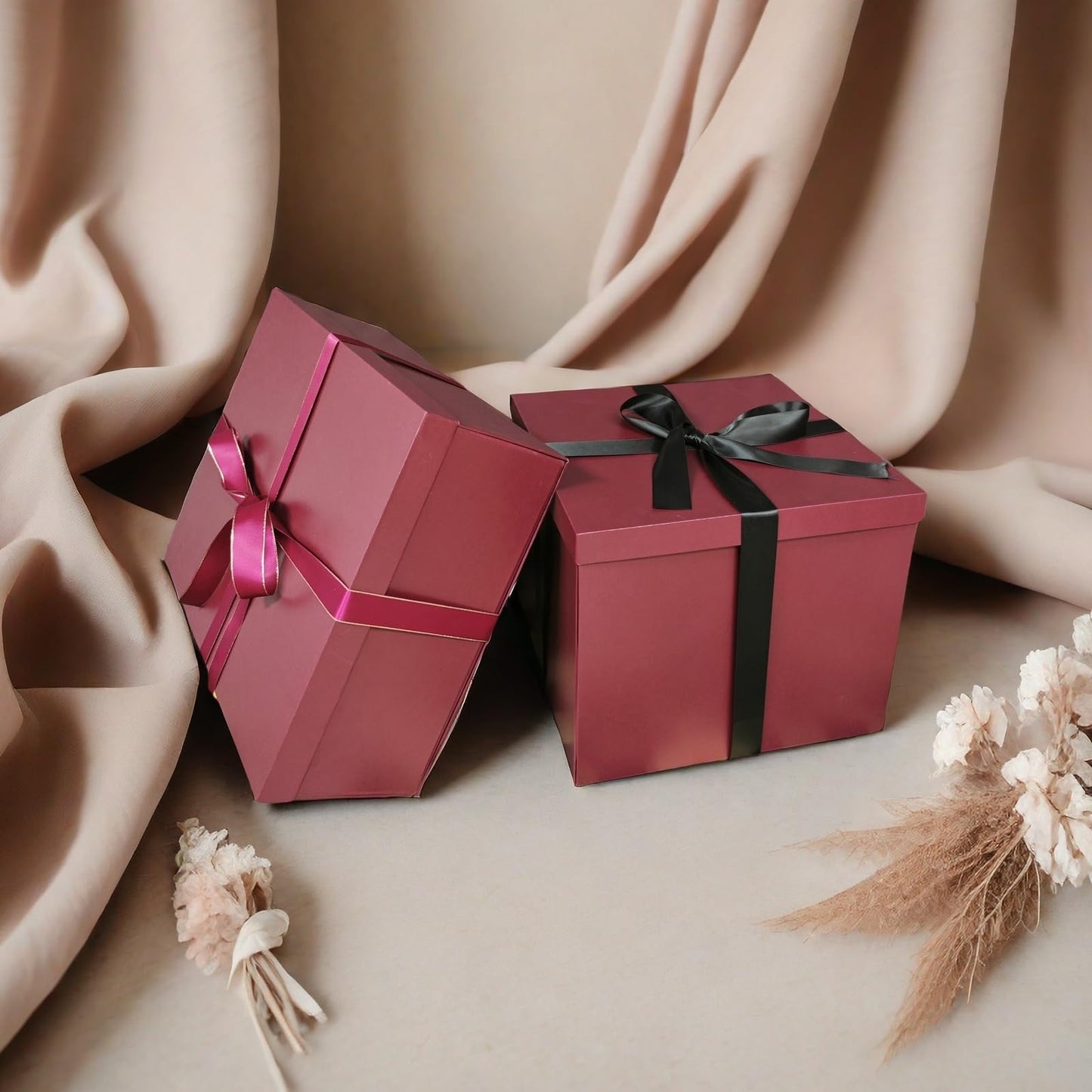 YINUOYOUJIA Large Gift Box 16.5x13x5.5 inches,Burgundy Boxes for Presents,Birthday,Valentine's Day,Mother's Day,Christmas,Anniversary.