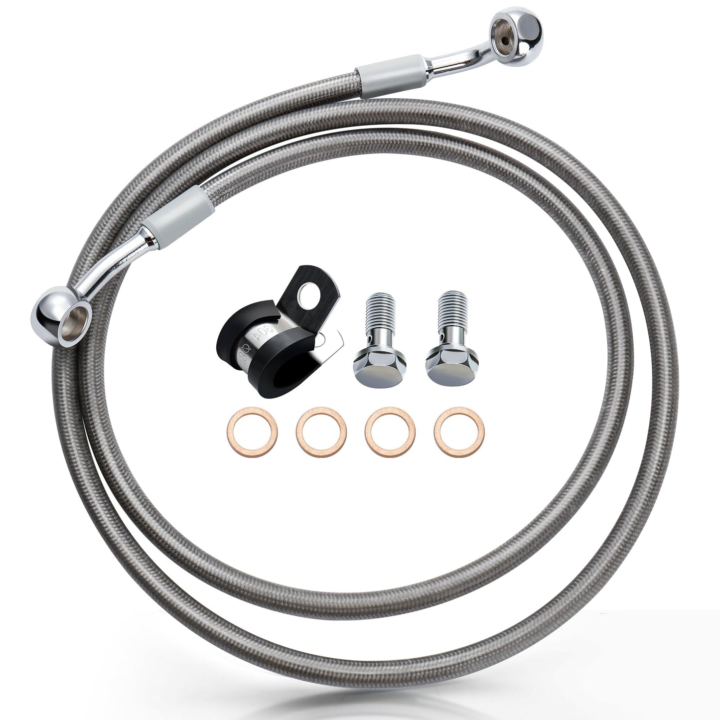 Mokitdora 44.5 Stainless Steel Braided Front Brake Lines Oil Hose For Harley 2004-Up Sportster 2018-Up Softail Models 14 Handleb