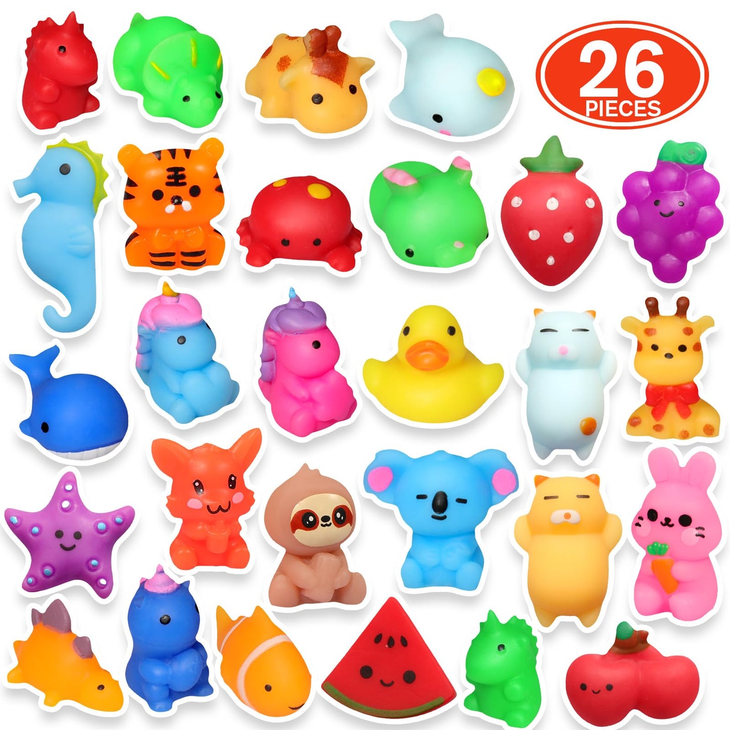 nobasco Squishies, 26 Pack Mochi Squishy Toys - Kawaii Cat Squishys Slow Rising Animals - Party Favors, Goodie Bag, Birthday Gifts, Mini Squishies Stress Reliever Toy