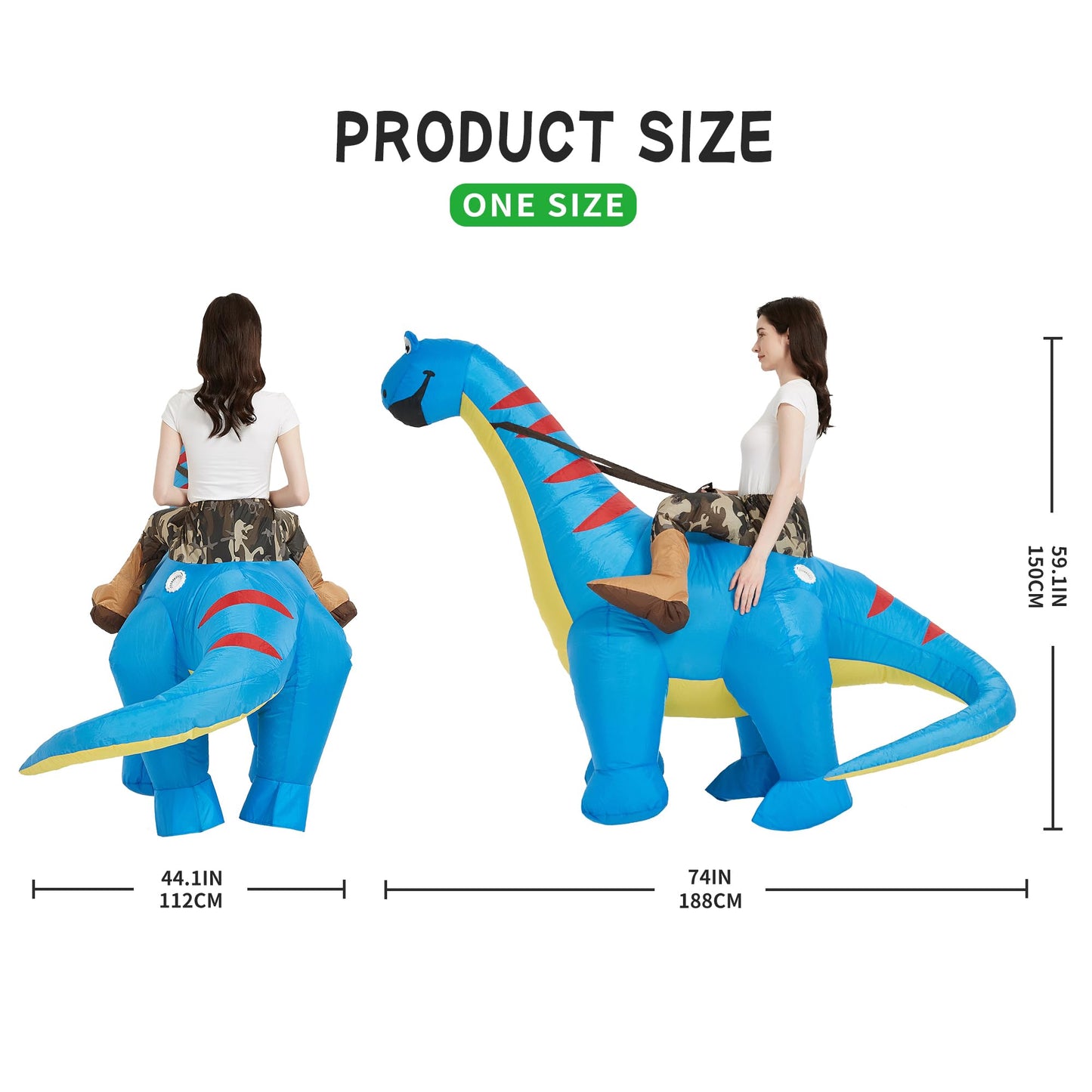 One Casa Inflatable Dinosaur Costume Riding Diplodocus T Rex Air Blow up Funny Party Halloween Costumes for Adult