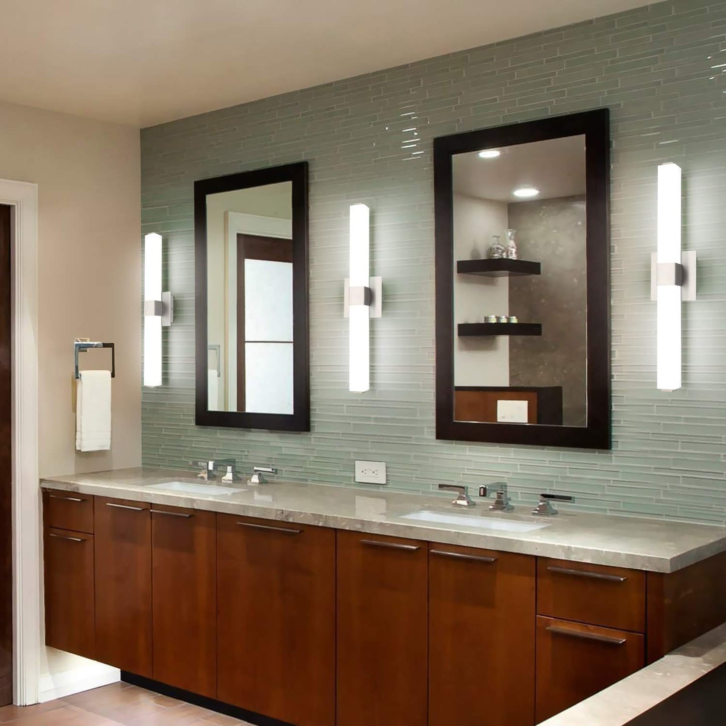 ZUZITO LED Bathroom Vanity Light - 24 inch Brushed Nickel Vanity Lights - Modern Bathroom Light Fixtures Over Mirror 6000K Cool White