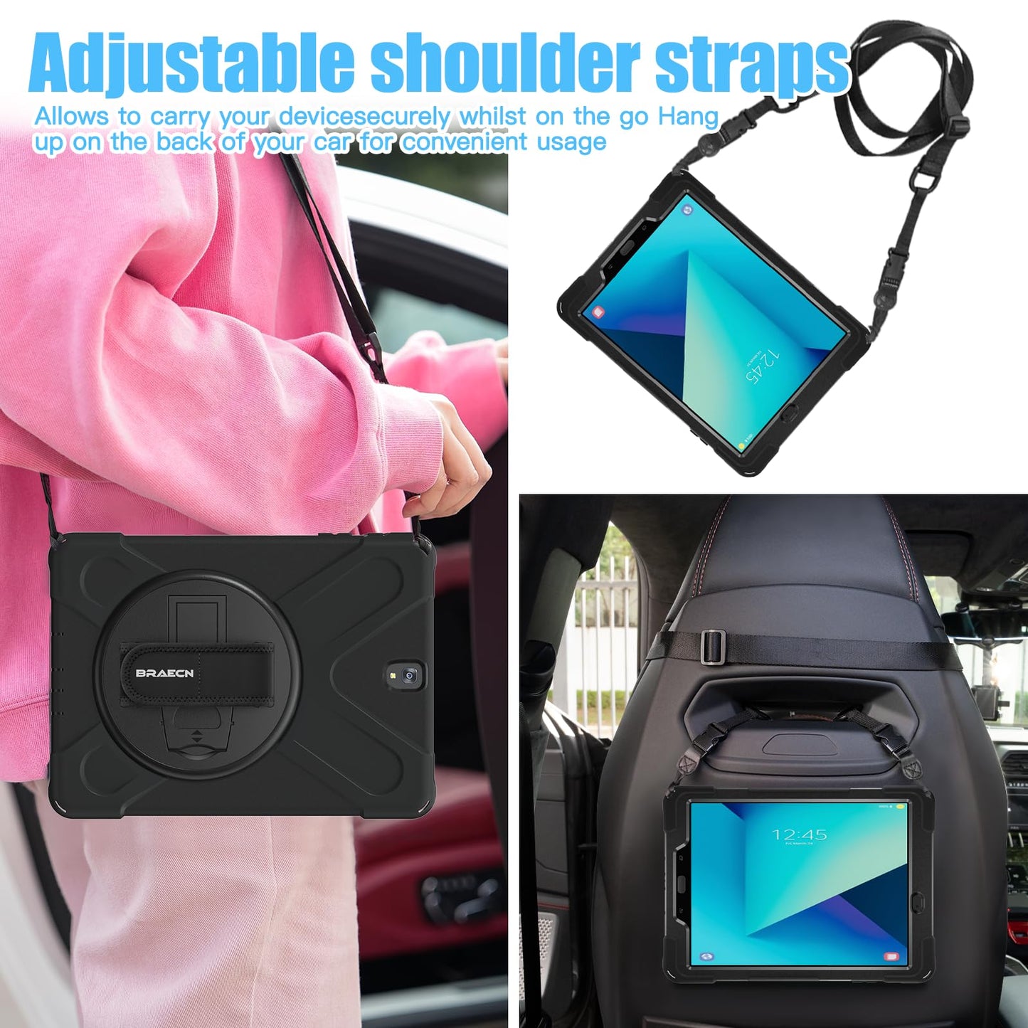 Braecnstock For Samsung Galaxy Tab S3 Case 9.7 Inch 2017 (Sm-T820/T825/T827) Rugged Shockproof Protective Cover With Rotating St