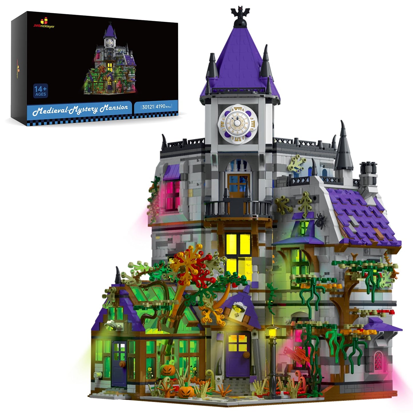 JMBricklayer Medieval Castle House Building Set for Adults, Ideas House Model Toy Construction Set with LED Lights, Medieval Mystery Mansion Collectible or Home Office Decor, Gift for Boys Girls 30121