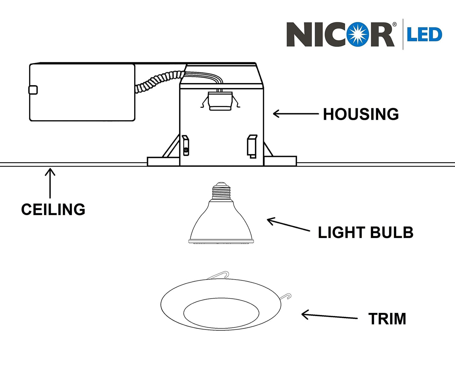NICOR Lighting 6 inch Oil-Rubbed Bronze Recessed Shower Trim with Albalite Lens (17505OB)