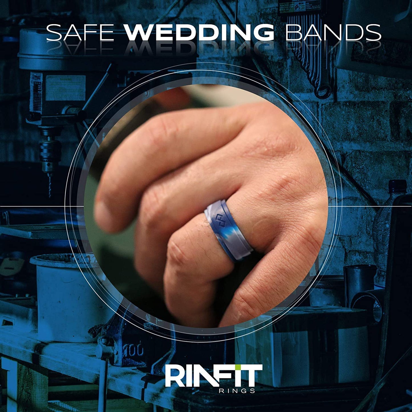 Rinfit Silicone Rings for Men and Women - Mens and womens Silicone Wedding Bands - Infinity Ring with 2 Layers - Rubber Wedding